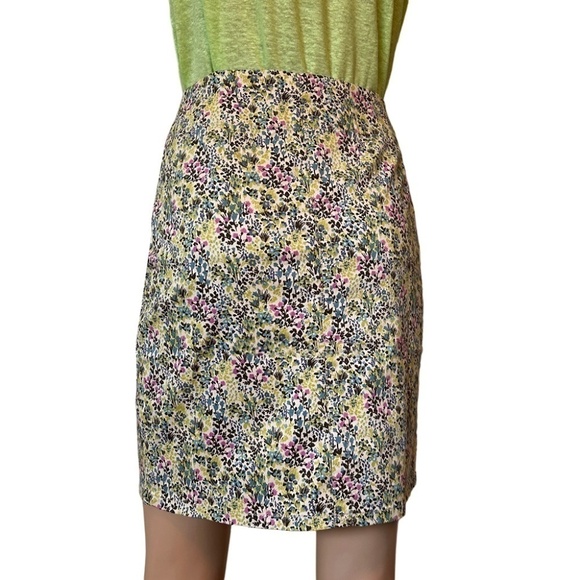 J. Jill Stretch Cotton Skirt Seasalt DF Floral Print Generous Sizing - Picture 5 of 13